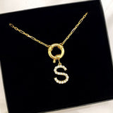 925 Silver | Custom Nautical Necklace with Stone Letter Charm