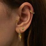 Colorful Baguette Thin Hoop Earrings (Available in 5 Sizes)