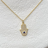 925 Silver | Hamsa Necklace with Stone-Embellished Eye Detailing
