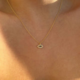 925 Silver | Minimal Dark Blue Stone Eye Necklace