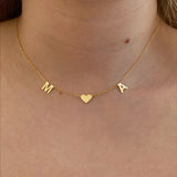 925 Silver | Custom Heart Detail Split Letter Necklace