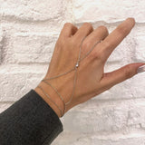 925 Silver | Double Chain White Stone Hand Chain