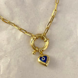 925 Silver | Heart Evil Eye Nautical Necklace
