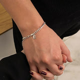 925 Silver | Thick Curb Chain Bracelet with Letter Charms