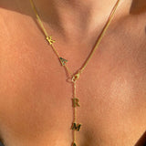 925 Silver | Custom Engraved Y Necklace with Curb Chain