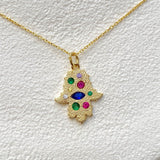 925 Silver | Colorful Stone Hamsa Necklace