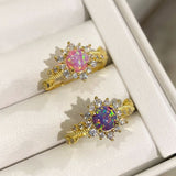 925 Silver | Sun Ring with Colorful Opal and Zircon Stone Detailing