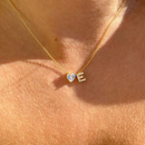 925 Silver | Letter Necklace with White Heart and Stone Detailing