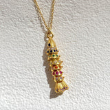 925 Silver | Moving Fish Necklace with Colorful Stone (Luck & Prosperity)