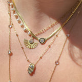 925 Silver | Flat Chain Necklace with Stones (Serenay Necklace)