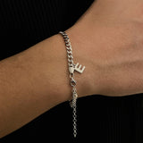 925 Silver | Thick Curb Chain Bracelet with Letter Charms