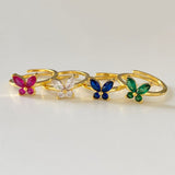 925 Silver | Colorful Stone Butterfly Ring