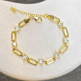 925 Silver | Oval Chain Heart Bracelet with Stones