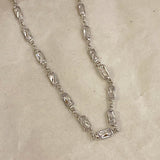 925 Silver | Chain with White Baguette Stones