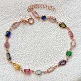925 Silver | Colorful Asymmetric Stone Bracelet