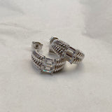 925 Silver | Baguette Stone Twisted Hoop Earrings (Set of 2)