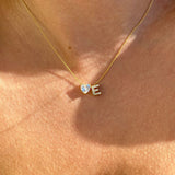 925 Silver | Letter Necklace with White Heart and Stone Detailing