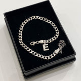925 Silver | Thick Curb Chain Bracelet with Letter Charms
