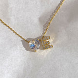 925 Silver | Letter Necklace with White Heart and Stone Detailing