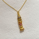 925 Silver | Moving Fish Necklace with Colorful Stone (Luck & Prosperity)