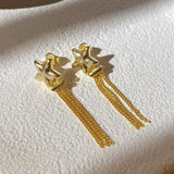 925 Silver | Dangling Chain Star Earrings with Stones