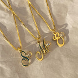 925 Silver | Box Chain White Stone Letter Necklace