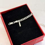 925 Silver | Thick Curb Chain Bracelet with Letter Charms