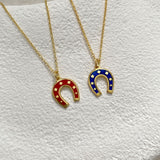 925 Silver | Colorful Enamel Horseshoe Necklace
