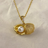 925 Silver | Pearl Seashell Necklace with Stones