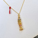 925 Silver | Moving Fish Necklace with Colorful Stone (Luck & Prosperity)
