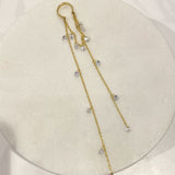 925 Silver | White Stone Dangling Chain Ear Cuff