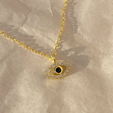 925 Silver | Minimal Dark Blue Stone Eye Necklace
