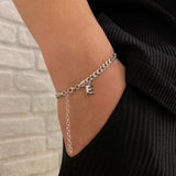 925 Silver | Thick Curb Chain Bracelet with Letter Charms