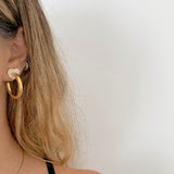 925 Silver | Hoop Earrings with Heart and Stone Detailing