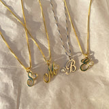 925 Silver | Box Chain White Stone Letter Necklace