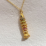 925 Silver | Moving Fish Necklace with Colorful Stone (Luck & Prosperity)