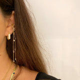 925 Silver | Rectangular Earrings with Stone Detailing