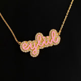 925 Silver | Custom Enamel Necklace with Stone in Your Chosen Color