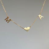 925 Silver | Custom Heart Detail Split Letter Necklace