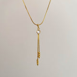 925 Silver | White Stone Detail Y Chain Necklace