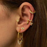 925 Silver | Dangling Almond-Shaped Stone Hoop Earrings