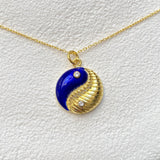 925 Silver | Dark Blue Enamel Yin Yang Necklace