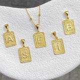 925 Silver | Beaded Chain Letter Plaque Necklace