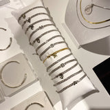 925 Silver | Thick Curb Chain Bracelet with Letter Charms