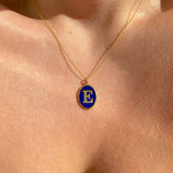 925 Silver | Unisex Colorful Enamel Custom Letter/Number Medallion Necklace