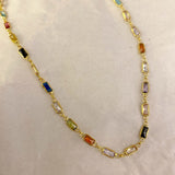 925 Silver | Colorful Baguette Stone Chain