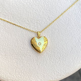 925 Silver | Heart Locket Necklace with Star and Stone Detailing