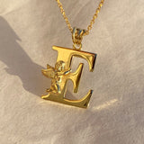 925 Silver | Unisex Angel Detail 3D Letter Necklace