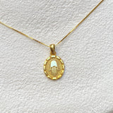 925 Silver | Box Chain Oval Hamsa Necklace