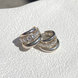 925 Silver | Triple Row Earrings with Center Stone